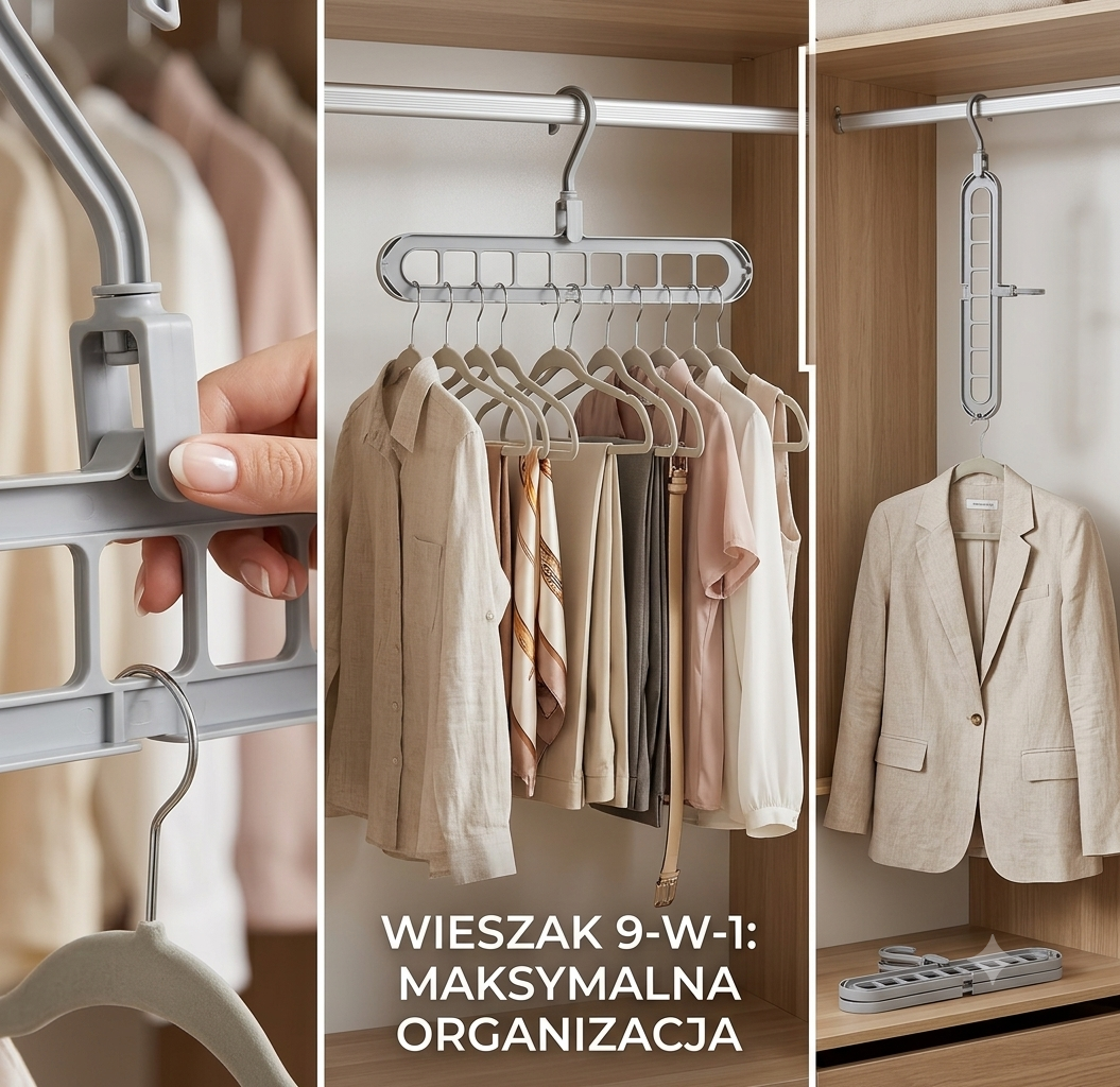 Vesilio Wieszak 9w1 – Organizer do Szafy Oszczędzający Miejsce